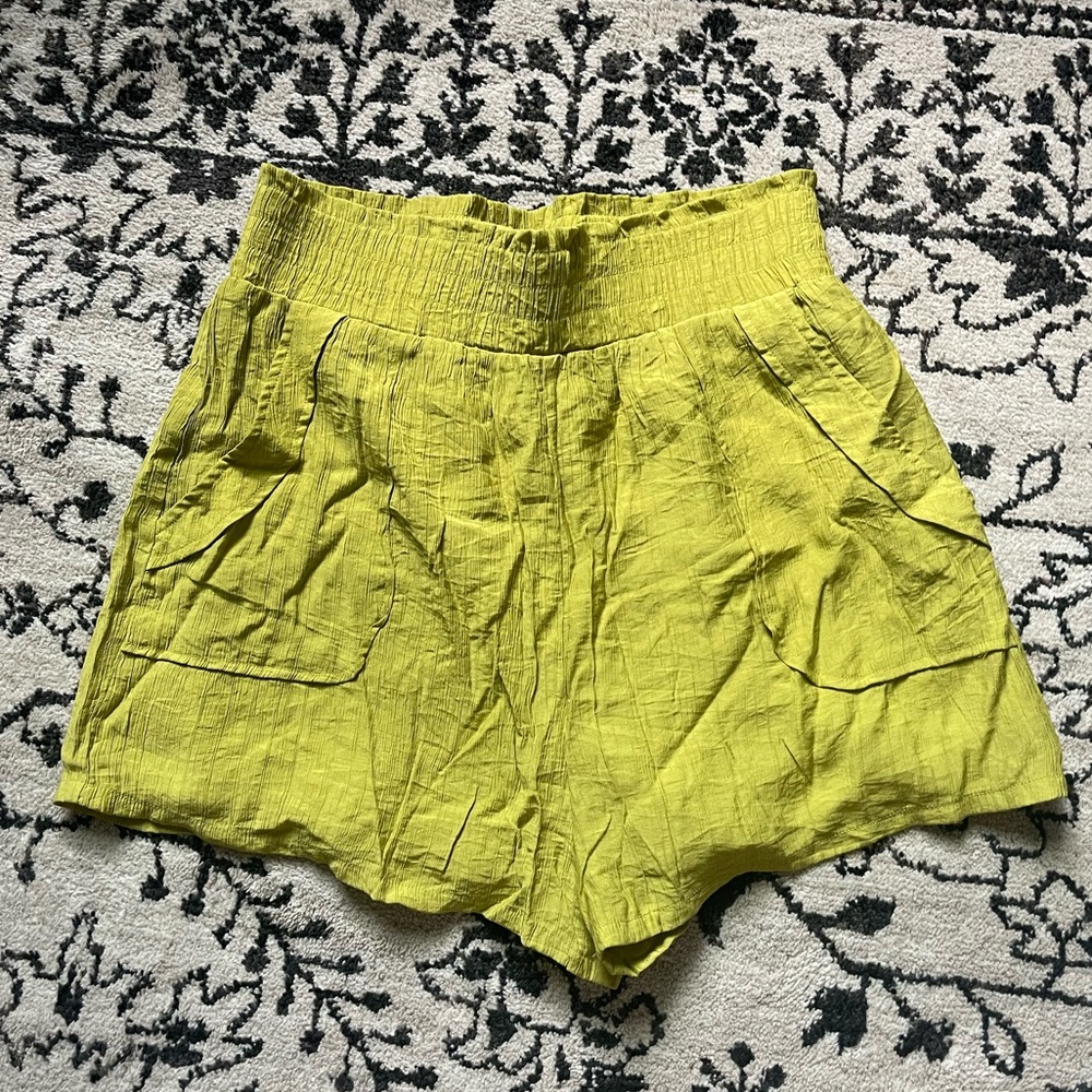 Green flowy shorts